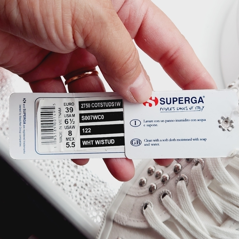 Superga 2750 COTSTUDS1W White Studded Sneakers - Picture 14 of 15